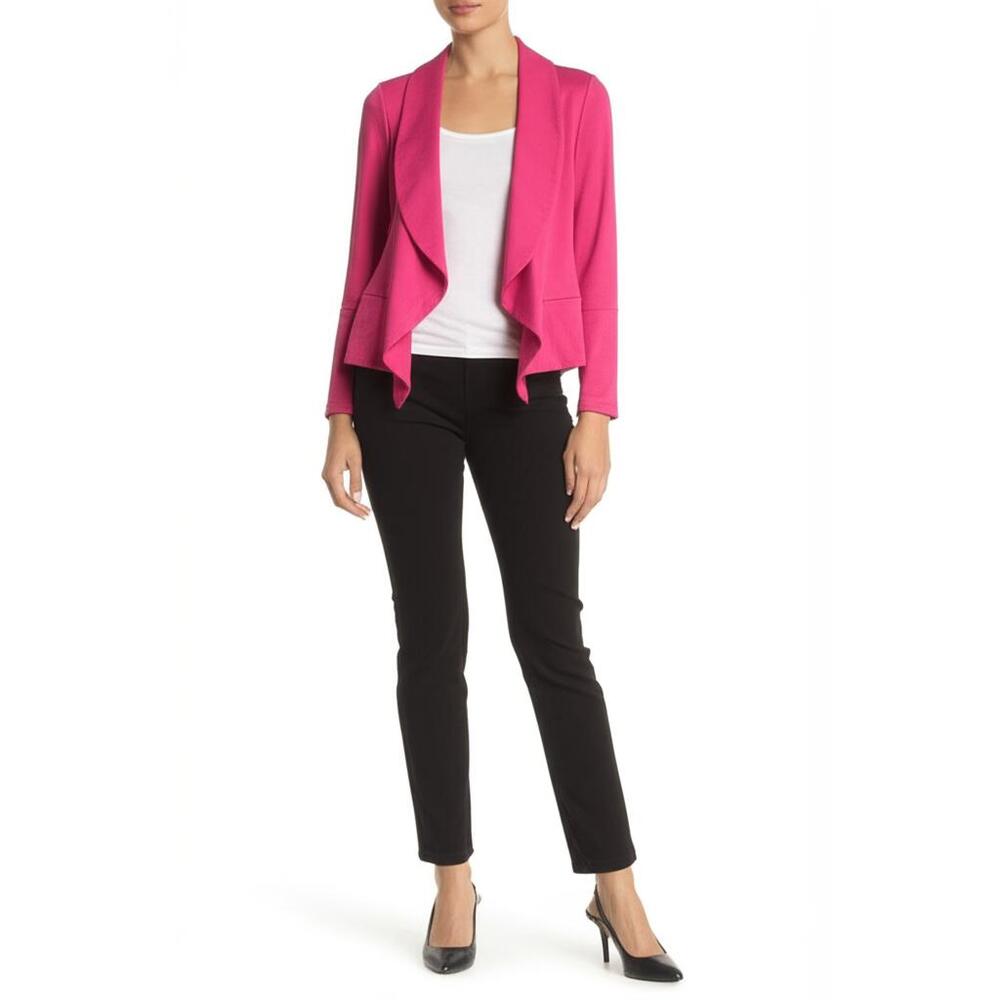 Vintage NWT TIANA B Blazer Womens Small Hot Pink Draped Cropped Open Front‎